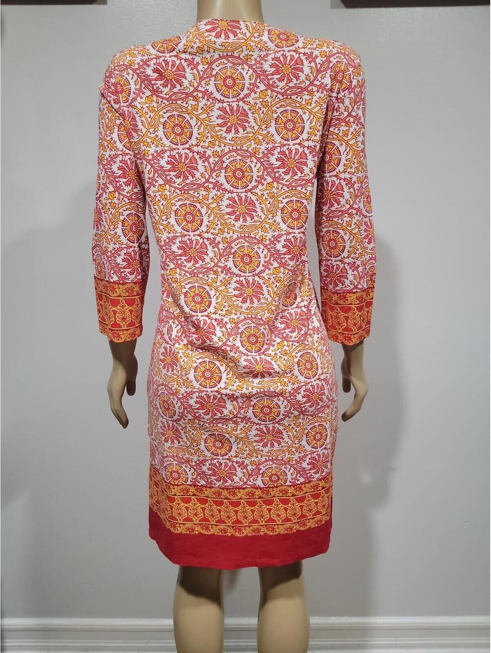 Coolibar Oceanside Tunic Dress Women M UPF 50 Orange Beach Coverup Travel #AA - Picture 5 of 8